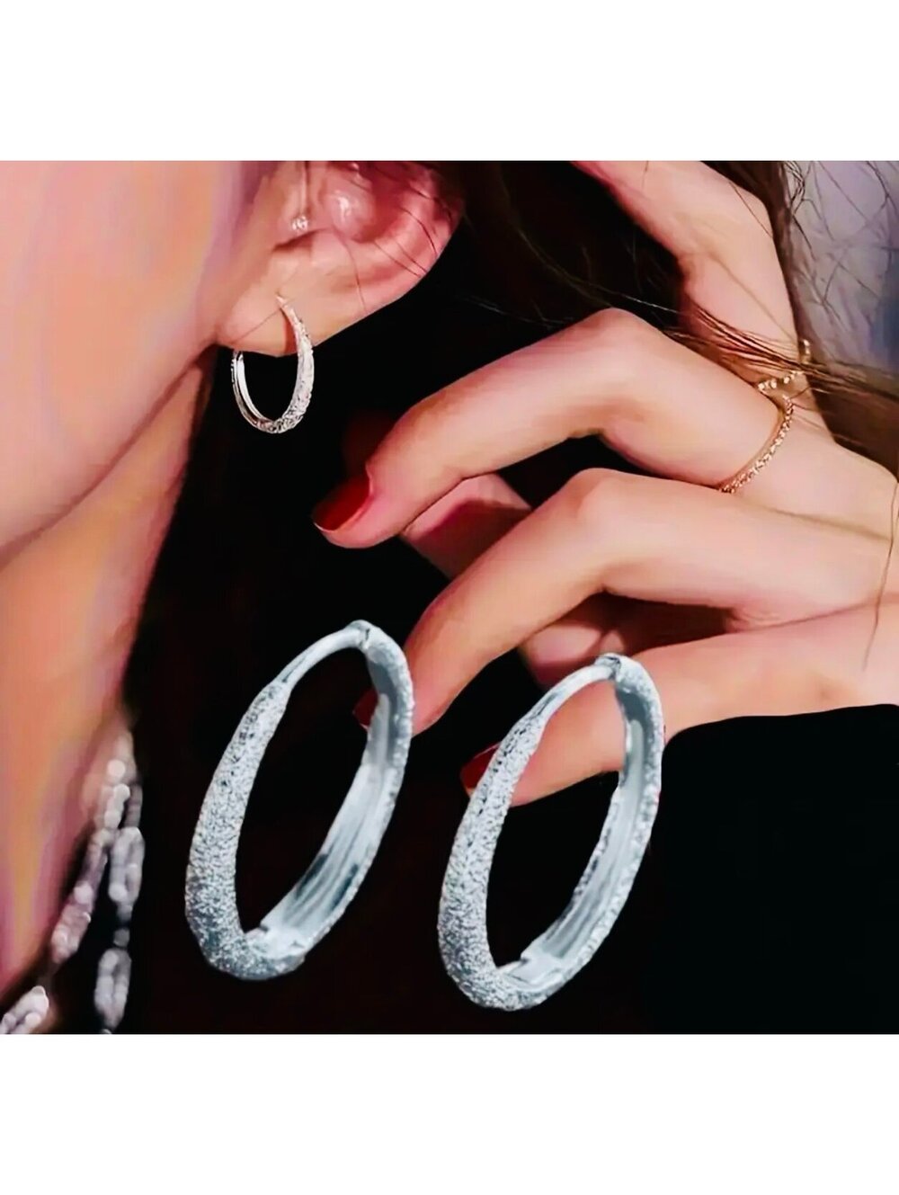 New - Retro -925 Silver -Huggie Style -Round Hoop Earrings